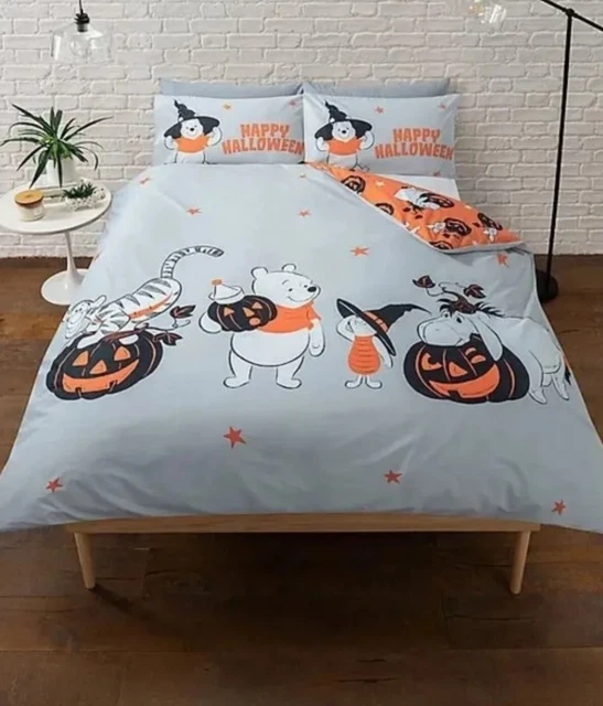 Disney Winnie the Puuh Halloween Kürbis  100 % Baumwolle einzelne Bettdecke Bezug