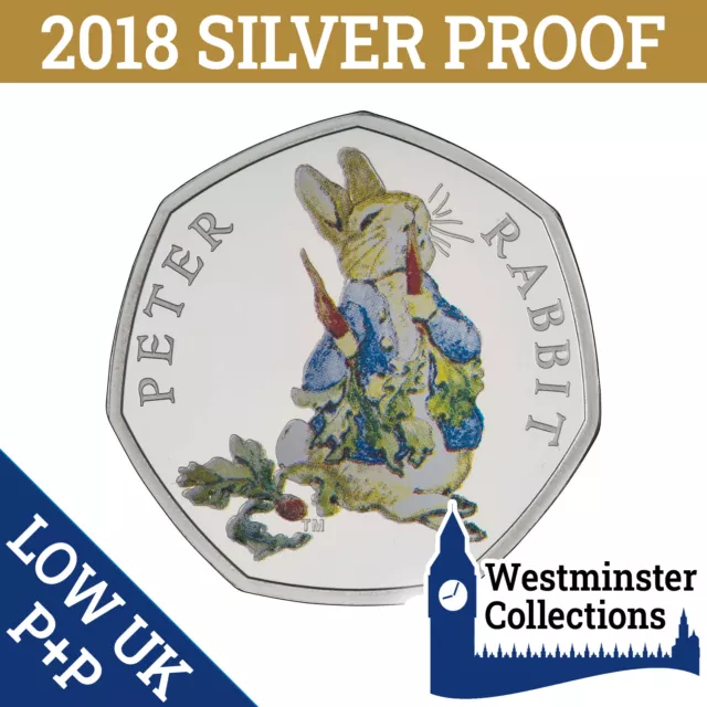 2018 Peter Rabbit Silver Proof 50p Munching Radishes Jubilee Beatrix Potter