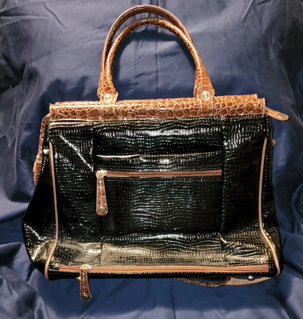 Samantha Brown Dowel Carry On Bag Black Croc Camel New With Tags 7