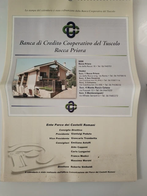 445 Calendario Banca Di Credito Cooperativa Del Tiscolo Rocca Prora Anno 2008