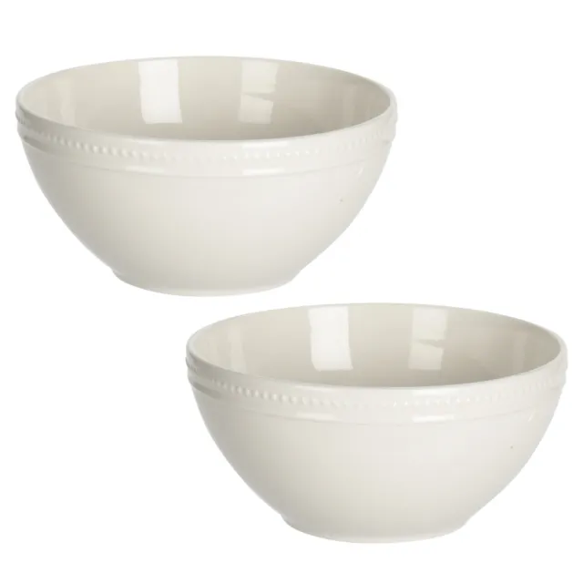 Porcelain Cereal Bowls White Breakfast Soup Salad Crockery Microwave Safe 2x LRG