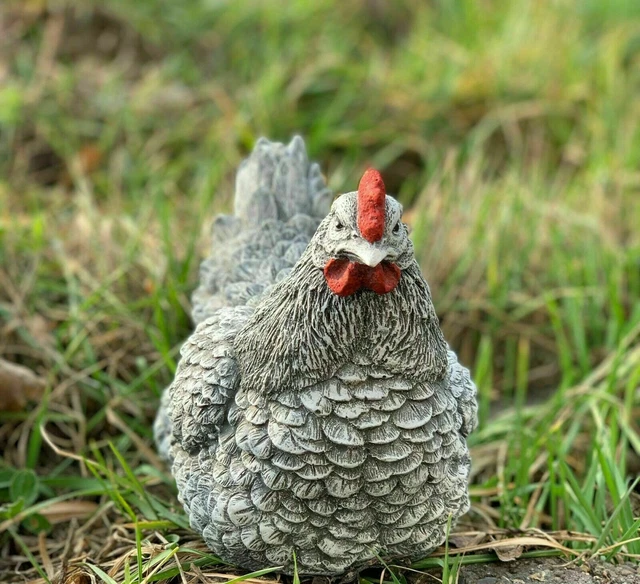 Steinfigur Huhn Henne Hahn frostfest wetterfest Gartenfigur Steinguss