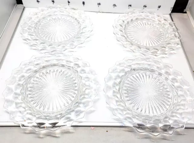 Set of 4 Vtg Fostoria American Clear Glass 8-1/4" Salad Plates Dessert Luncheon