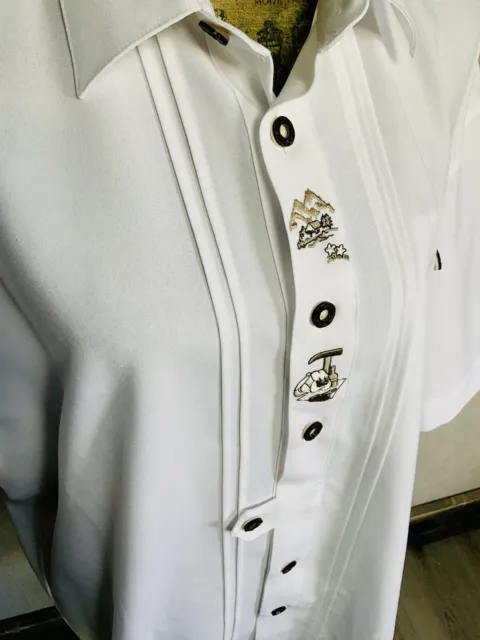 Camicie uomo maniche lunghe costume tradizionale XL ricamo bianco Anna 2