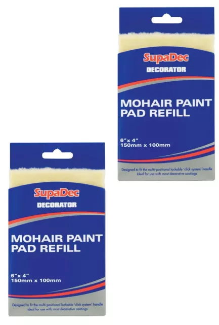 2 x SupaDec Decorator Mohair Paint Pad Refill 6" x 4" Painting Decorating DIY 3