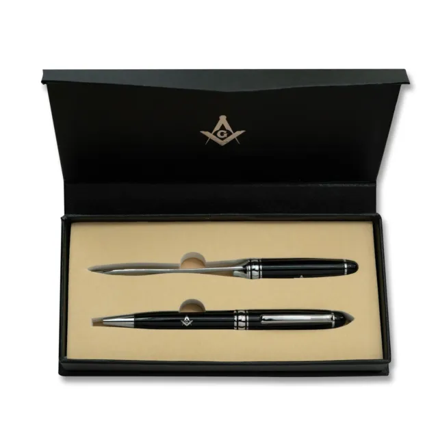 Square & Compass Masonic Pen and Letter Opener Set