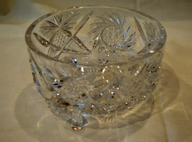 Antique ABP American Brilliant Period Cut Glass 3 Legged Bowl