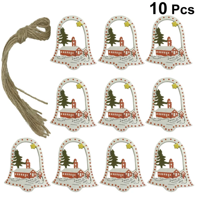 10 PCS Bamboo Christmas Tree Hanging Ornament Santa Claus Figurines