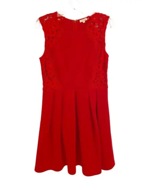 Shoshanna Sleeveless Red Dress with Lace Trim