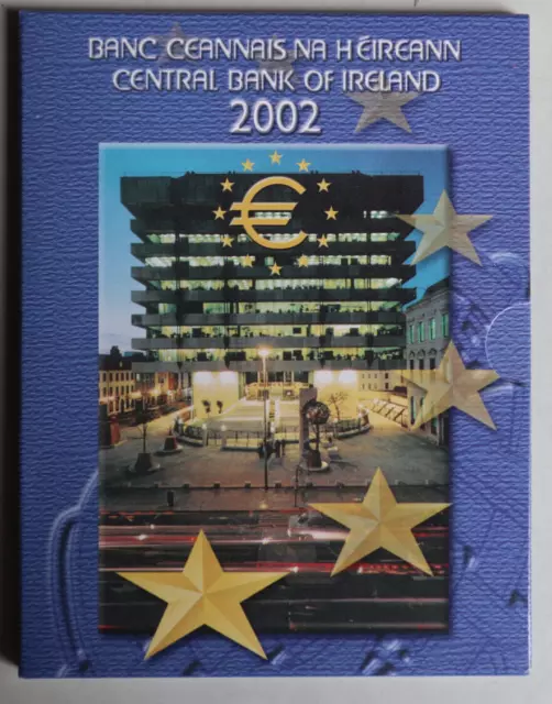 IRLAND: OFFIZIELLER KMS KURSMÜNZENSATZ 2002: 1 Cent-2 €, 8 Münzen unc Folder C12