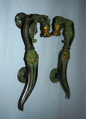 10'' Inches Curved Tail Dragon Shape Handle Set Brass Yali Design Door Pull RD05 3