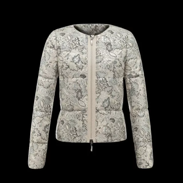 Moncler Aurone Women's Flower Printed Down Puffer Jacket Size 1 S Wool