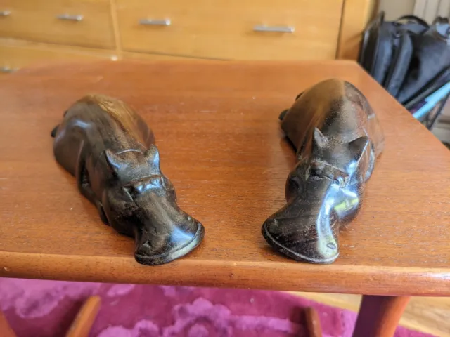 Vintage Wooden Carved hippopotamuses Hippo..