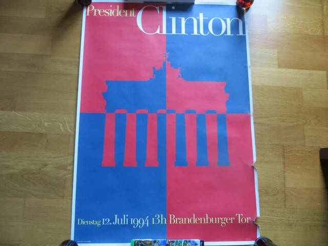 BILL CLINTON Plakat Brandenburger Tor Rede in Berlin 1994 speech US President