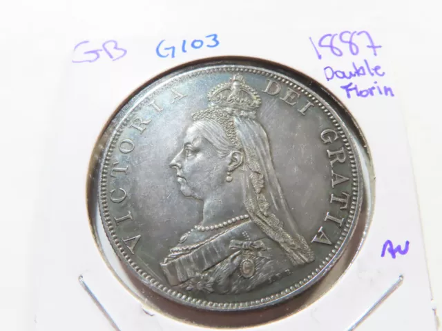 G103 Great Britain 1887 Double Florin, AU