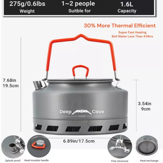 1.4l Outdoor Camping Kettle Aluminum Tea Pot Kettle Compact Lightweight  Coffee Pot For Camping Hiking Backpacking