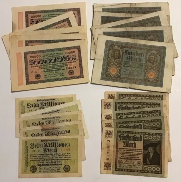 Collection Of 20 X Germany Banknotes. Wholesale / Dealers Lot. Vintage Set.