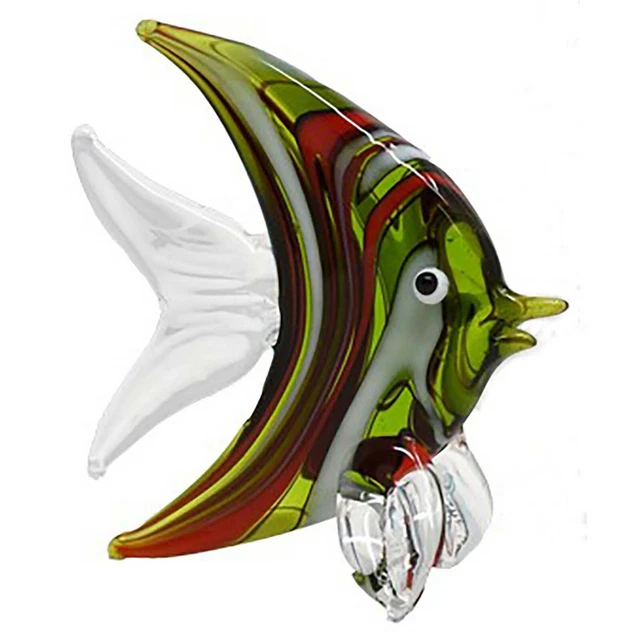 Angel Fish Green Hand-blown Glass Handmade Milano Art Glass Miniature Fish