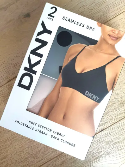 DKNY LADIES' 2 Pack Seamless Bralette Seamless Bra Soft Stretch Fabric