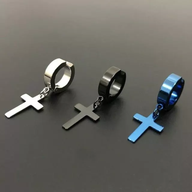 1PC Unisex Piercing Pendientes Acero Inoxidable de Clip No Gótico Punk Rock