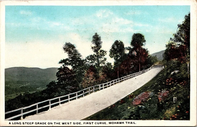 Long Steep Grade West Side First Curve Mohawk Trail WB Postcard UNP VTG Unused