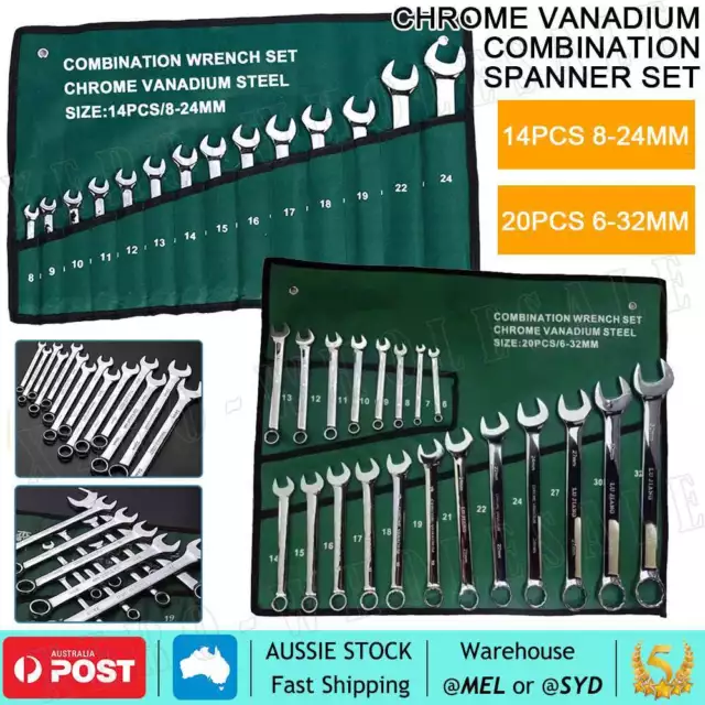 8-24mm 6-32mm Spanner Set Open Box Combination Metric Wrench Open Ring+Pouch AU