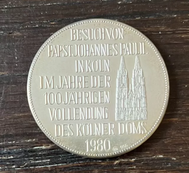 Silber-Medaille Kölner Dom 100 Jahre Besuch Papst Johannes Paul II. 1980