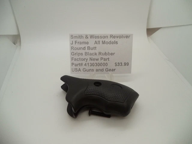 413030000 Smith & Wesson J Frame All Models Black Rubber Grips Round Butt