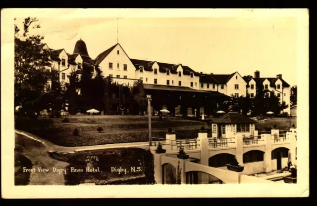 RPPC Nova Scotia Digby NS Digby Pines Hotel Front View Real Photo Postcard 1952