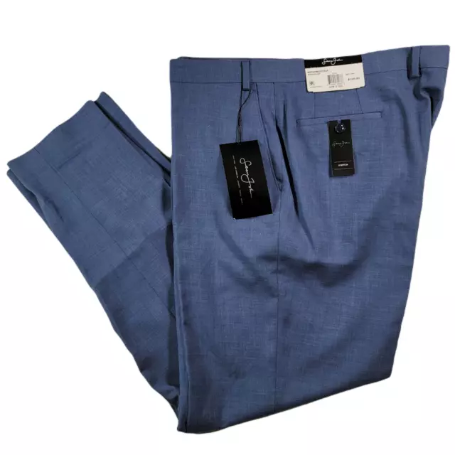 Sean John Blue Dress Pants Mens 40 x 32 Classic-Fit Flat Front $135