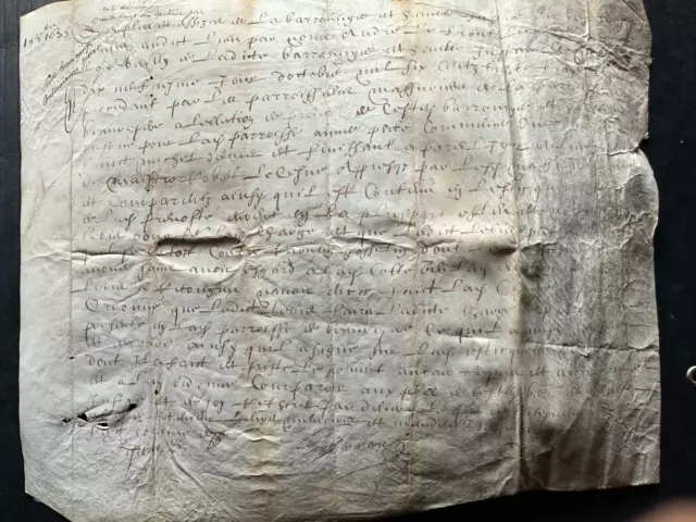 Original August 19, 1633 Antique HANDWRITTEN VELLUM