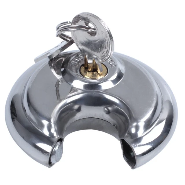 1x PADLOCKS HEAVY DUTY 70MM ROUND CIRCULAR DISC PADLOCK with 1 KEYS V7B1