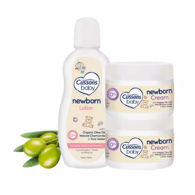 Cussons BABY SET 3: NEWBORN Cream Lotion Chamomile Natural Soft Moisture Nourish