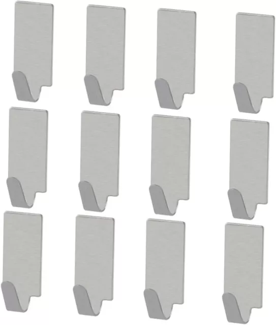 12 Pack Self Adhesive Hooks Stainless Steel Adhesive Wall Hanger, Waterproof
