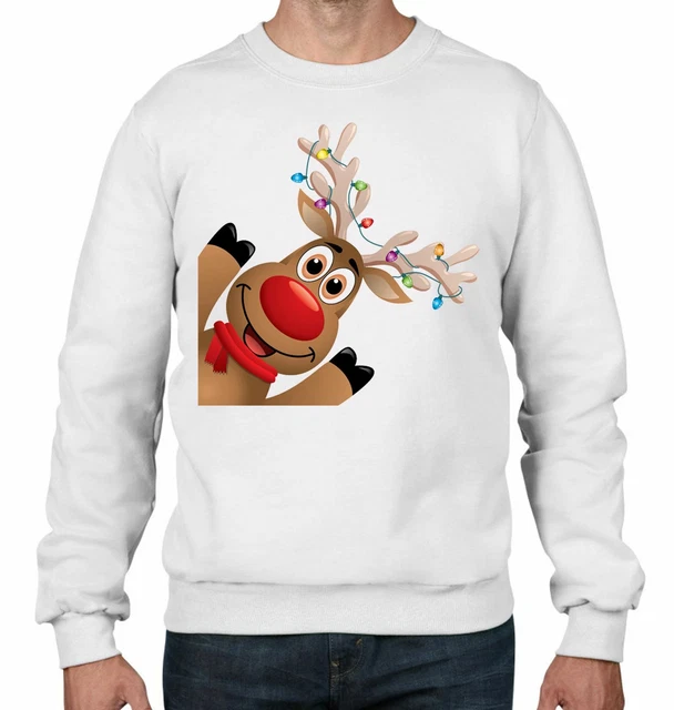 Funny Rudolph with Christmas Lights Men's Sweatshirt Jumper