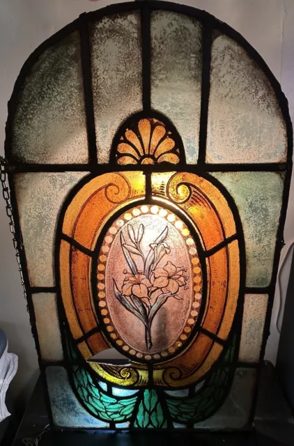 Antique Gothic Stained Glass Window Leaded Glass Church Window Most Beautiful!