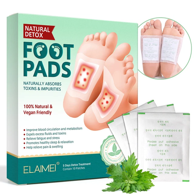 10 piezas Parche de desintoxicación de pies de bambú Almohadillas deshumidificantes Herramienta para el cuidado de los pies Toxinas