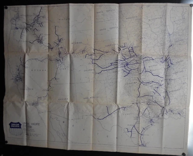 1985 UNION PACIFIC Railroad System Wall Map Vintage Original UPRR 48