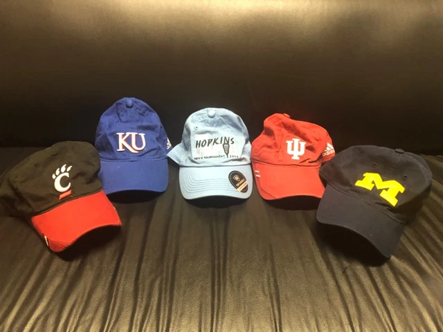 Adidas Game Worn Used Adjustable Hat Lot 5X Michigan Indiana Kansas Cincinnati