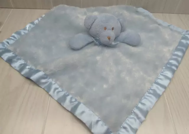 Blankets & Beyond Blue Teddy Bear Plush Baby Security Blanket Lovey satin older