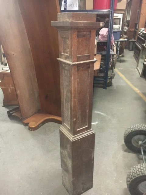c1900 big HEAVY oak mission style newel post bannister 56” H x 6.25” & 9” sq