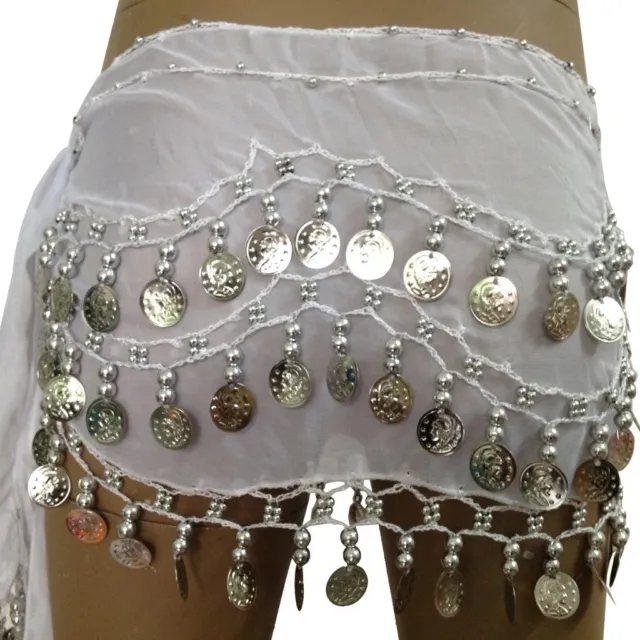 Hot Belly Dance Gold Coin 3 Rows Belt Hip Scarf Skirt Wrap Chain Dancing Costume