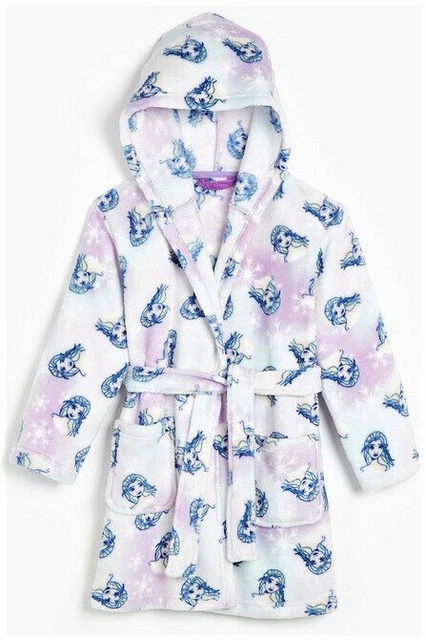 Girls Disney Frozen Fleece Dressing Gown Bath Robe Age 2-11 Years Ana Elsa