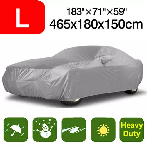 183"L Waterproof Car Cover Heavy Duty All Weather UV Dust Protector - Size Large