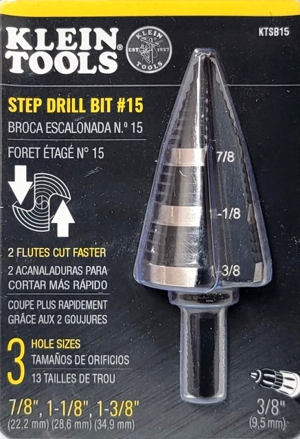 NEW Klein Tools KTSB15 7/8", 1-1/8" for 1-3/8" Step Drill Bit  Fast Shipping!!! 2