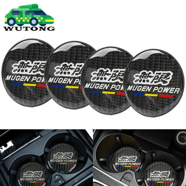 4x Mugen Universal Silicone Black Carbon Fiber Car Cup Holder Pad Mat Anti-Slip
