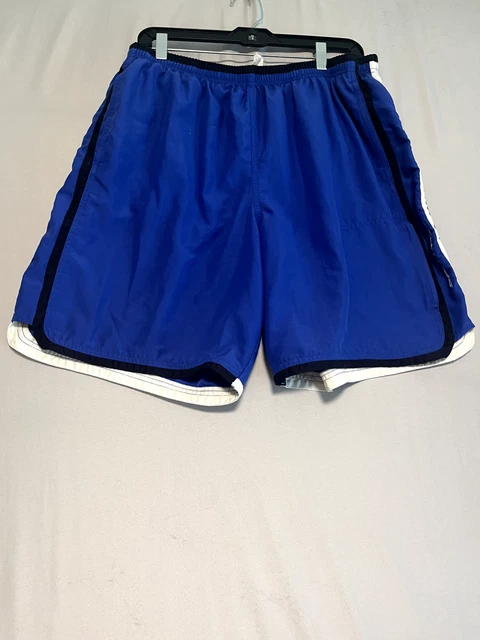 Speedo Swim Trunks Mens Size L Blue With White And Black Accents