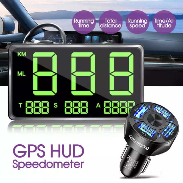 Universal HUD Head UP GPS Speedometer Digital Display Car Speed Warning Plug AU