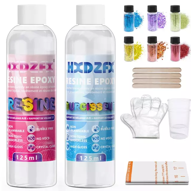 Epoxidharz Mit Härter 250Ml/275G Glasklar Kunstharz Gießen Epoxy Resin - 2 Teili