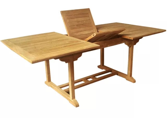 Großer Premium Teak Ausziehtisch rechteckig Gartentisch Teakmöbel Holz 210 cm